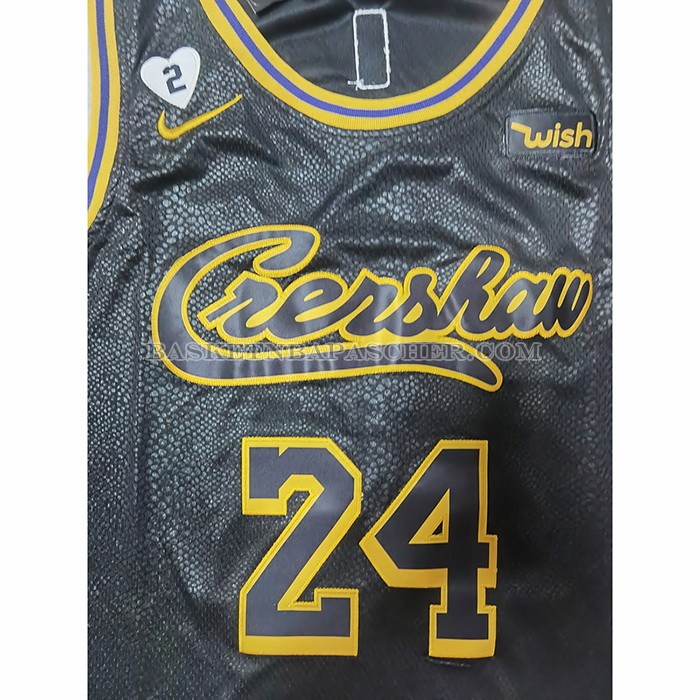 Maillot Los Angeles Lakers Kobe Bryant NO 24 Crenshaw Black Mamba Noir